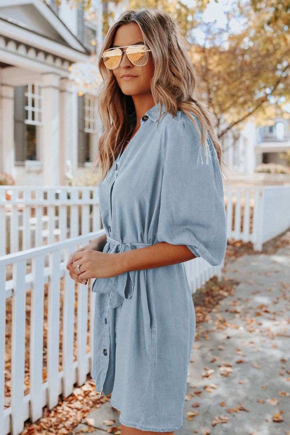 Hugo Tencel Pocketed Chambray Shirt Dress Ins Street