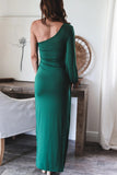 From The Source One Shoulder Maxi Dress - Hunter Green Ins Street