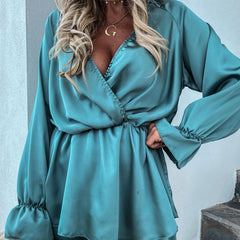 Found Love Pleated Romper - Teal Ins Street