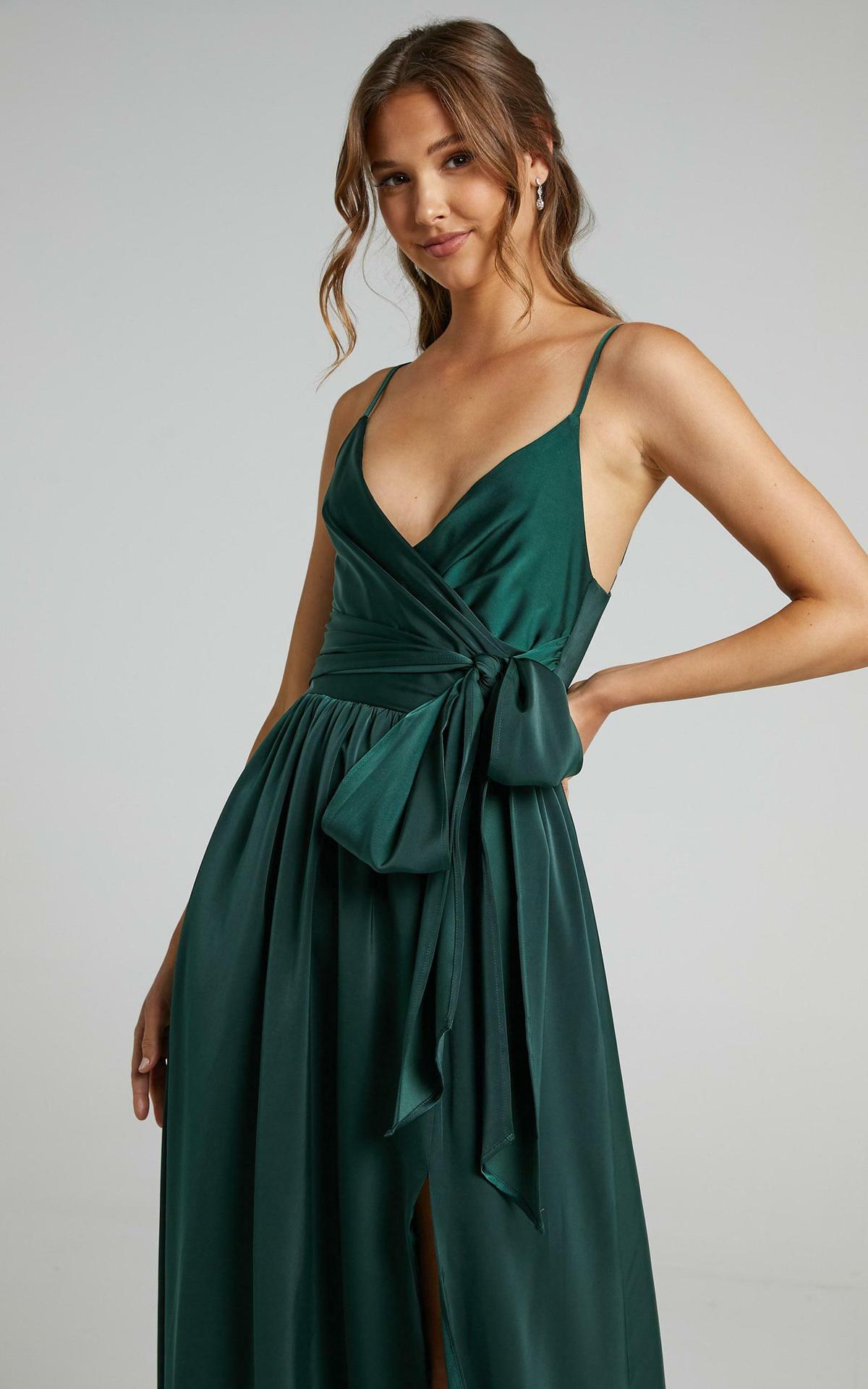 Limelight Satin High Low Maxi Dress - Olive Ins Street