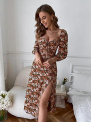 Zolie Smocked Floral Shimmer Maxi Dress Ins Street