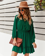 Dillon Ruffle Trim Dress - Hunter Green Ins Street