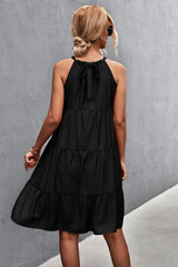 Southern Nights Tiered Halter Dress - Black Ins Street