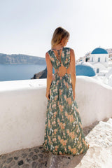 Zabelle Floral Ruffle Cutout Maxi Dress Ins Street