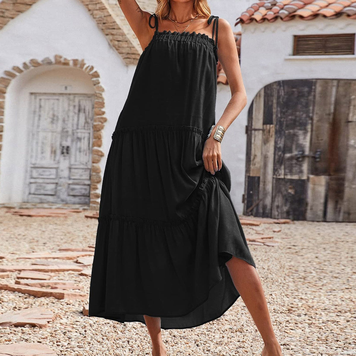 Young Love Ruffle Maxi Dress - Black Ins Street