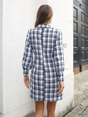 Archie Cotton Ruched Plaid Shirt Dress - FINAL SALE InsStreet