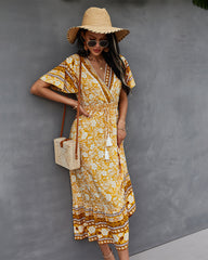 Nadine Floral Smocked Maxi Dress - Mustard Ins Street