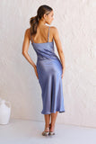 Nessa Asymmetrical Midi Slip Dress - Blue Ins Street