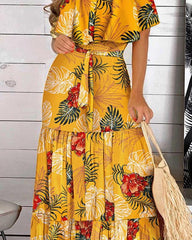 You Glow Girl Floral Off The Shoulder Maxi Dress - Yellow Ins Street