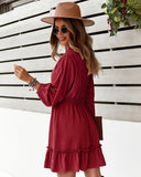 Nathalia Satin Ruffle Dress - Magenta Ins Street
