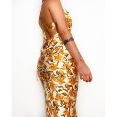 Lakeshore Printed Slip Midi Dress - Yellow Ins Street