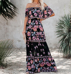 Montecito Floral Off The Shoulder Maxi Dress Ins Street