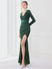 Temperament long sleeved evening dress 2023-03-14 InsStreet