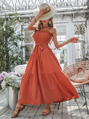 Free Falling Strapless Tiered Maxi Dress - Papaya Ins Street