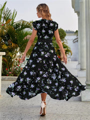 The Way Back Home Floral Ruffle Maxi Dress Lovestitch