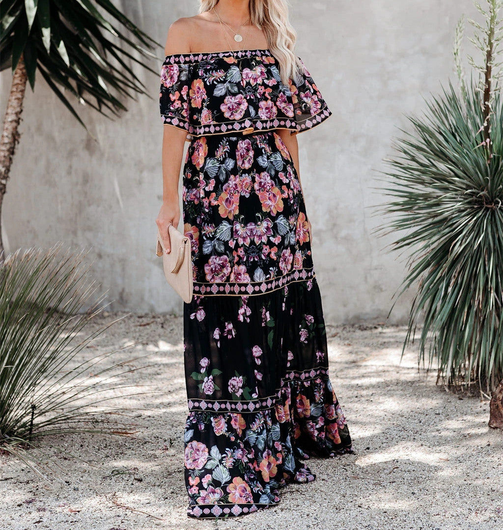 Montecito Floral Off The Shoulder Maxi Dress Ins Street