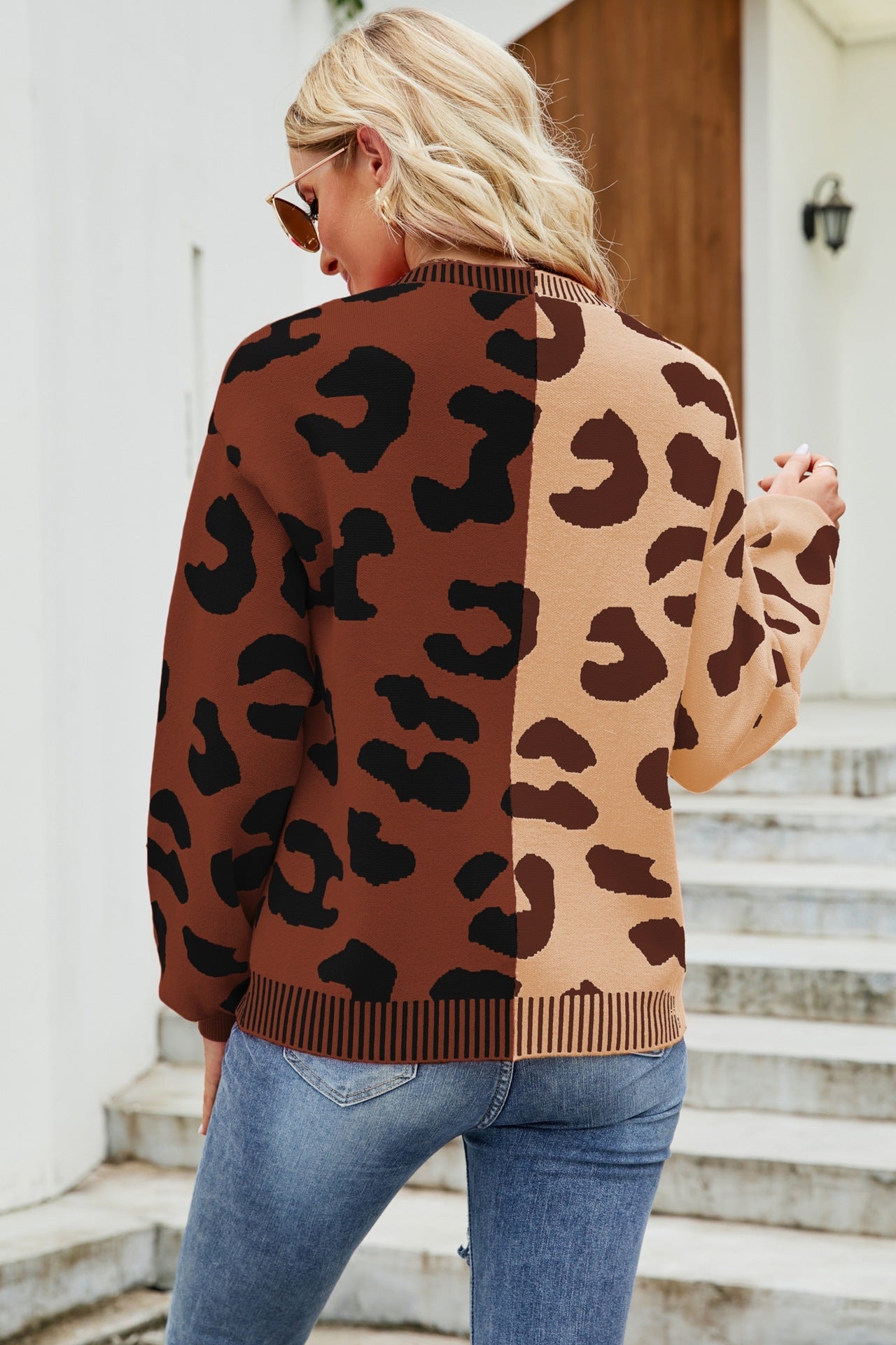 Leopard Print Button Down Dropped Shoulder Cardigan Ins Street