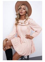 Canyon Pocketed Tiered Babydoll Dress - Blush Ins Street