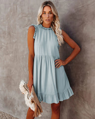 Twirly Sleeveless Chiffon Shift Dress - Denim Blue TYCH-001