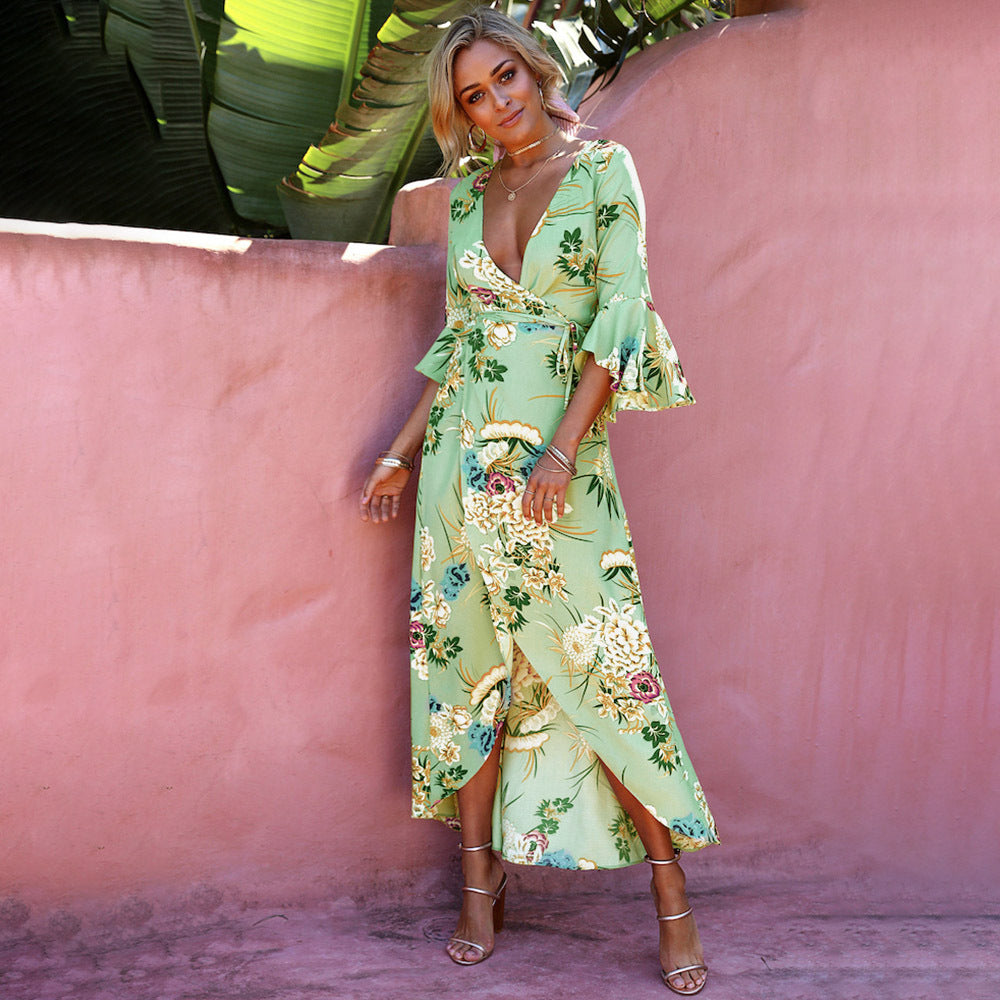 Israella Floral Wrap Maxi Dress - Sage - FINAL SALE Ins Street