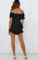 Mahoney Smocked Ruffle Mini Dress - Black Ins Street