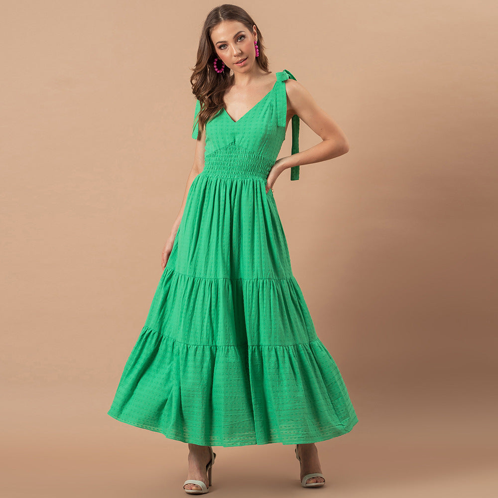 Parisa Embroidered Tiered Midi Dress - Green Ins Street