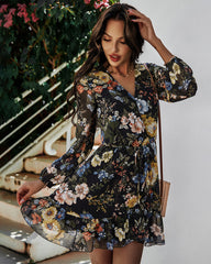 Palazzo Floral Ruffle Wrap Dress Ins Street