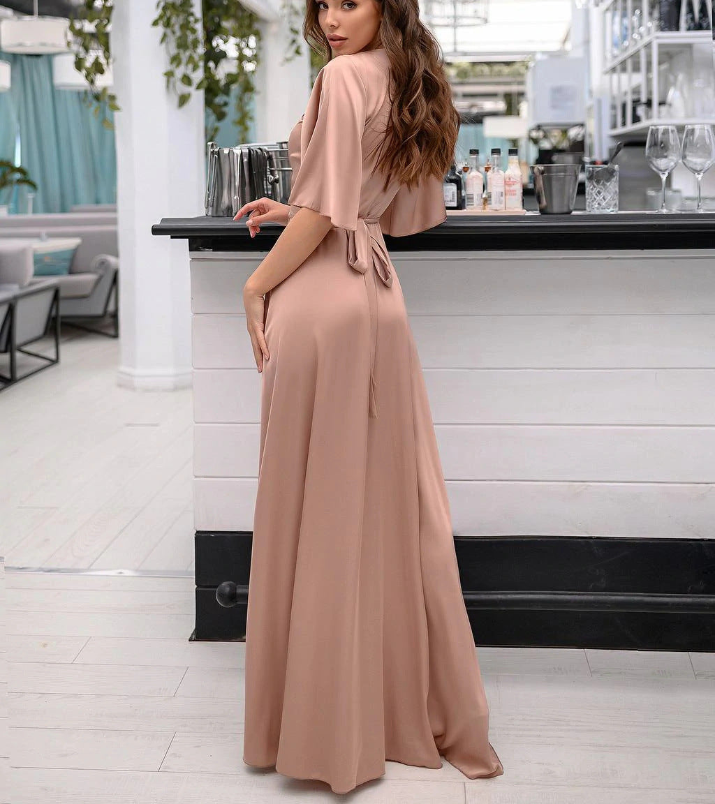 Behati Wrap Kimono Maxi Dress - Blush InsStreet