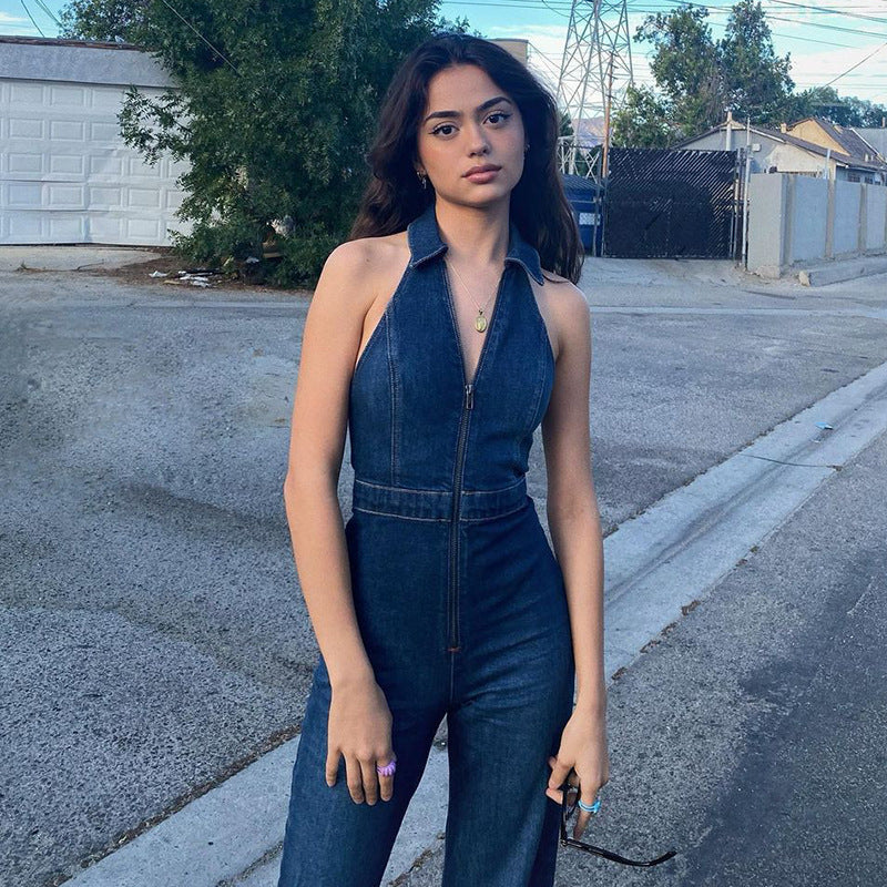 Olivera Pocketed Denim Jumpsuit Ins Street