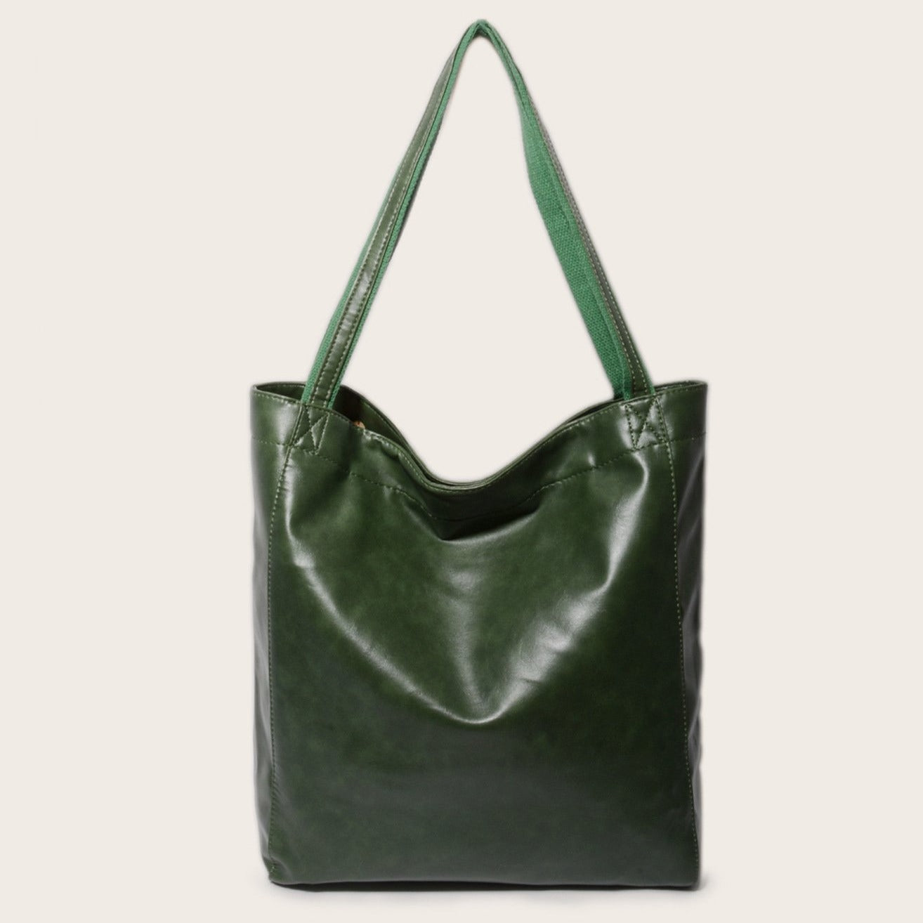 Women's soft leather  with pocket retro oil wax leather large capacity  tote bag Ins street