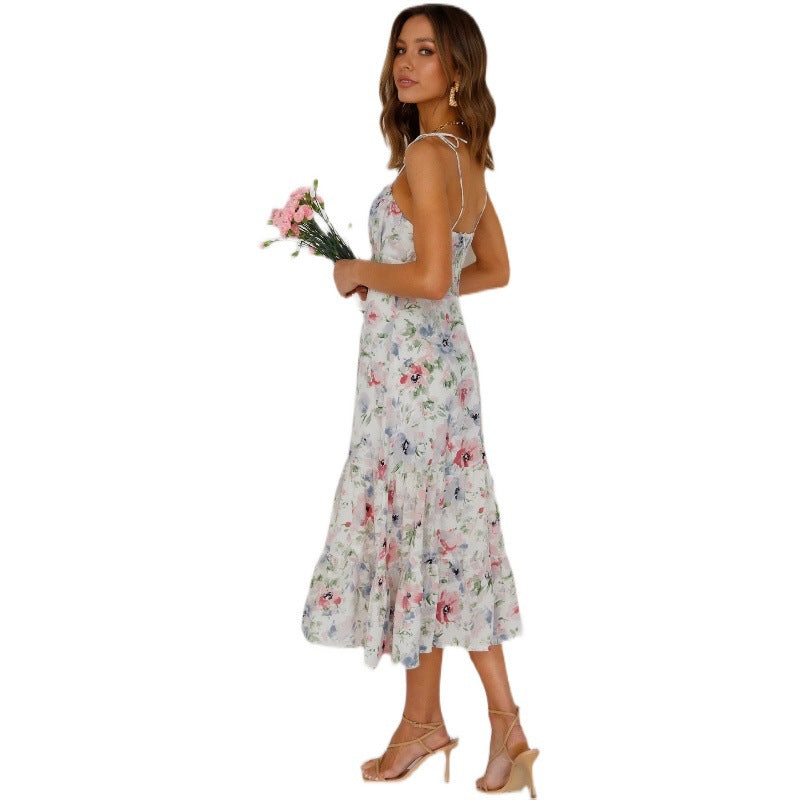 Hulda Floral Smocked Asymm Maxi Dress Ins Street