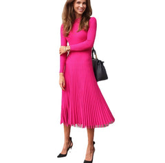 Laurie Pleated Cutout Midi Dress - Magenta Ins Street