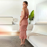 Lina Gingham Smocked Ruffle Midi Dress - Pink Ins Street