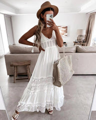 Devoted Cotton Lace Eyelet Midi Dress Ins Street