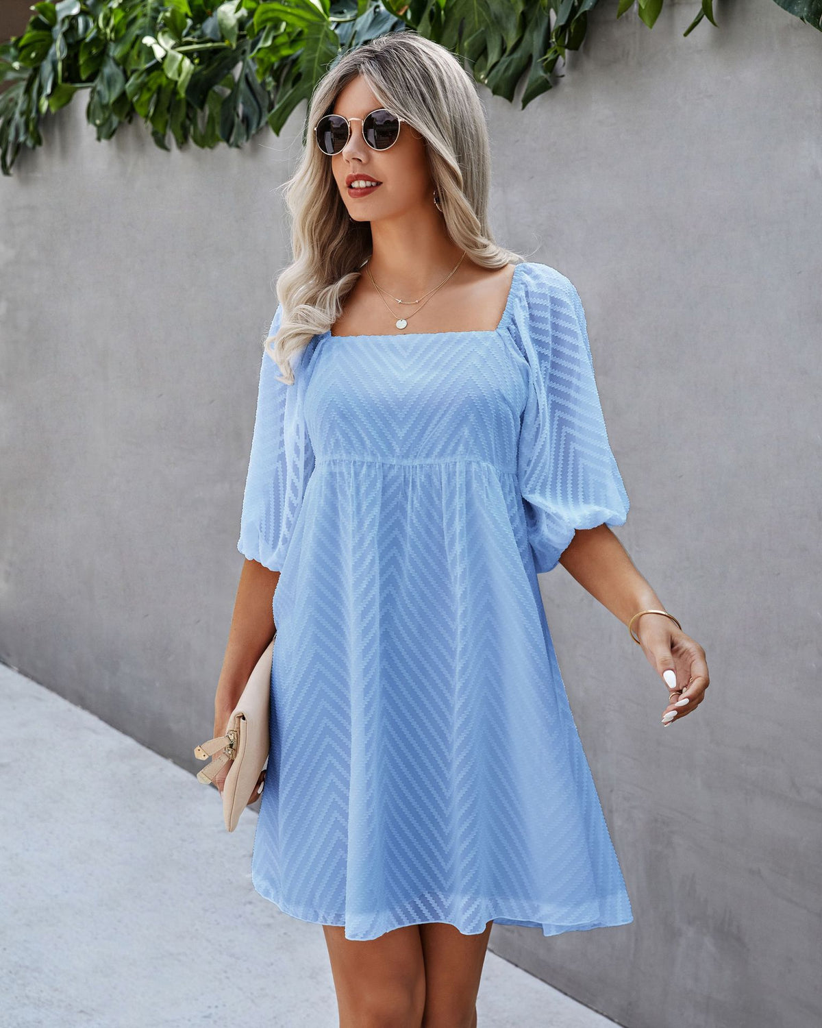 Silverado Gingham Babydoll Dress - Blue Ins Street