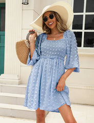 Treat Yourself Pocketed Pom Dress - Misty Blue LIST-001