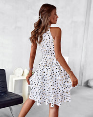 Payce Polka Dot Halter Maxi Dress - White Ins Street