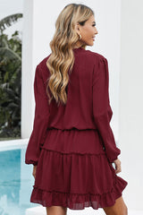 Dillon Ruffle Trim Dress - Burgundy Ins Street