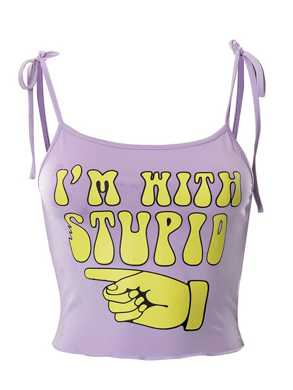 Solid Print Camisole Sleeveless Crop Tank Top 2023-03-14 InsStreet