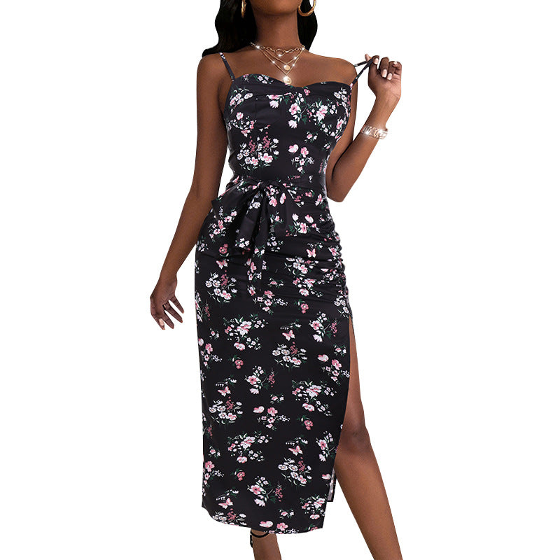Farhan Floral Strapless Smocked Maxi Dress - Black Ins Street