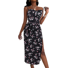 Farhan Floral Strapless Smocked Maxi Dress - Black Ins Street