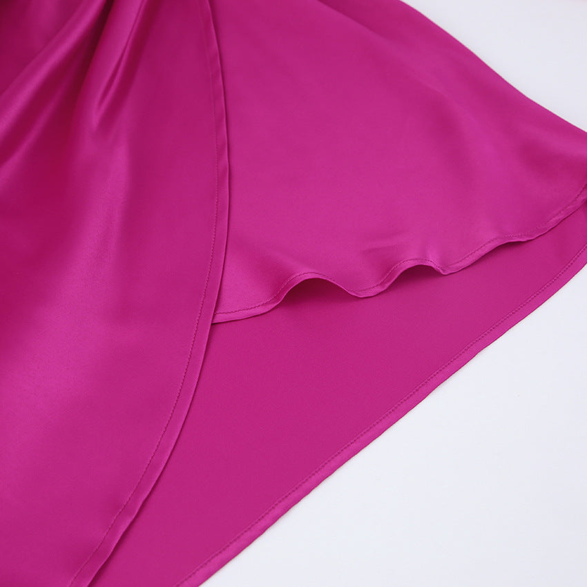 Esther Satin Drape Midi Dress - Magenta - FINAL SALE Ins Street