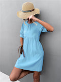 Marketa Puff Sleeve Babydoll Dress - Blue Ins Street