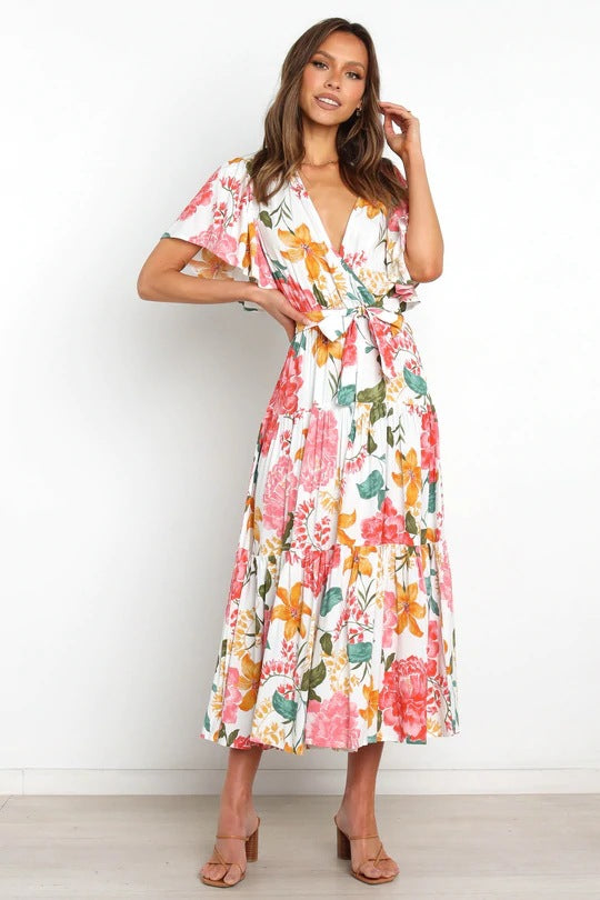 Taylen Satin Floral Cutout Maxi Dress - FINAL SALE HIDD-001