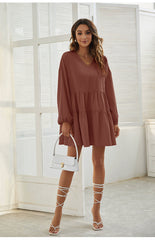 From Autumn To Spring Cotton Babydoll Dress - Soft Rust Ins Street