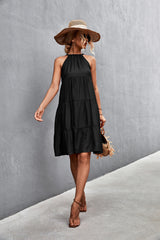 Southern Nights Tiered Halter Dress - Black Ins Street