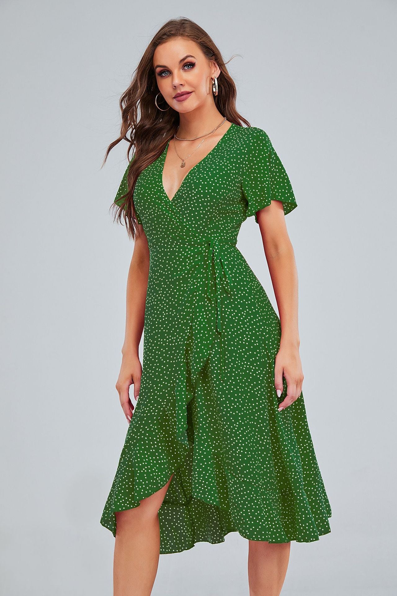 Rejoice Metallic Detailed Wrap Maxi Dress - Green - FINAL SALE Ins Street