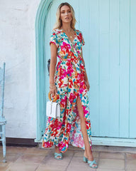 Dear Heart Floral Bardot Wrap Maxi Dress OLIV-001