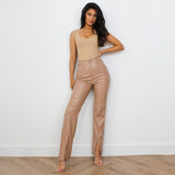 Kiva High Rise Faux Leather Flare Pants - Camel - FINAL SALE Ins Street