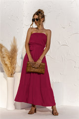 Free Falling Strapless Tiered Maxi Dress - Merlot Ins Street